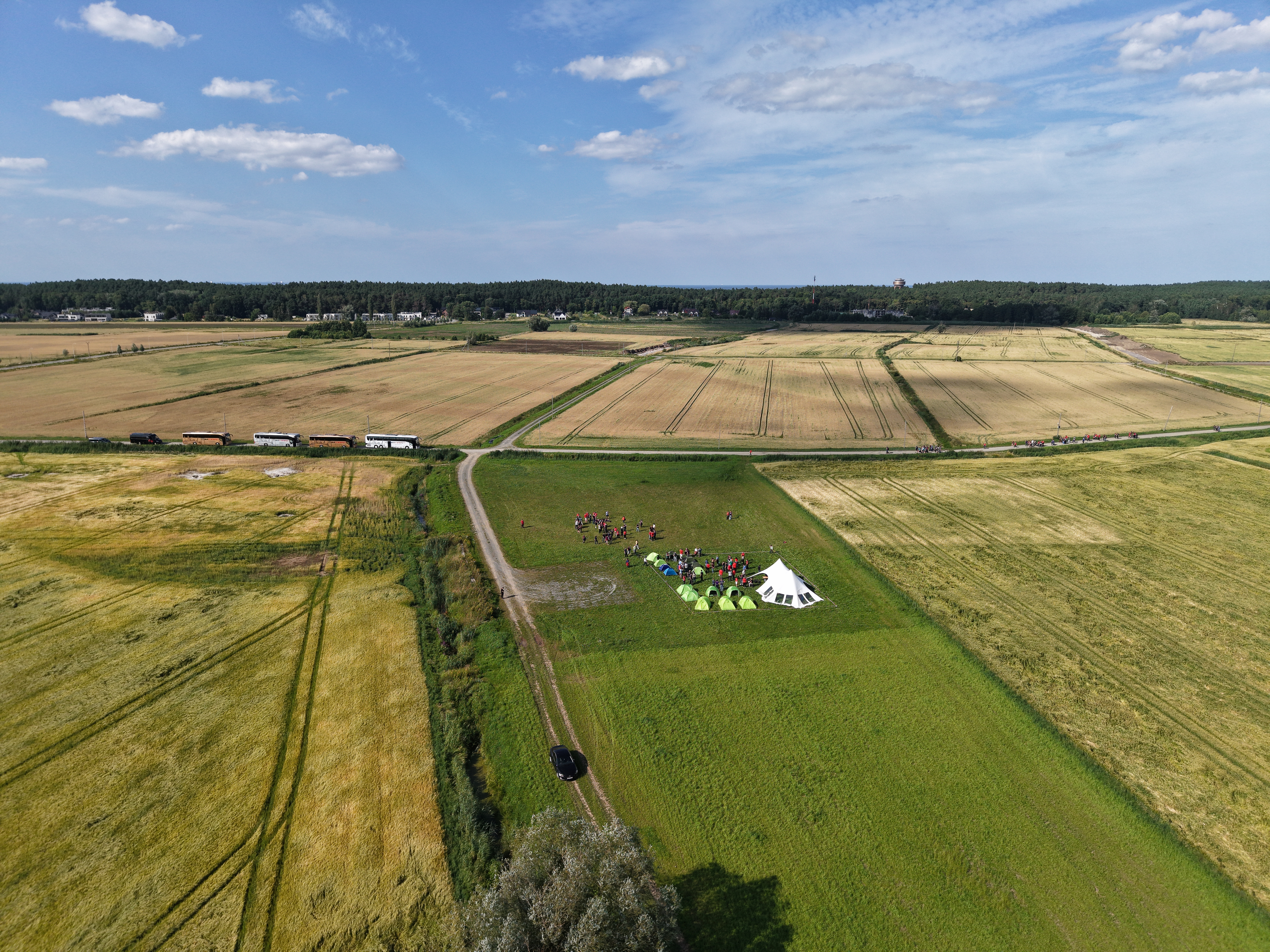 Aerial view of the World Scout Jamboree 2027 site on Sobieszewo Island, Gdansk